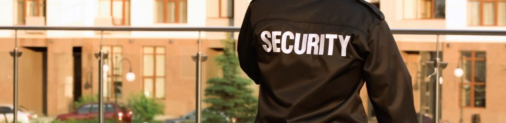 close up of a security guards jacket