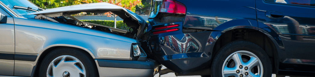 Rear end accident between two cars