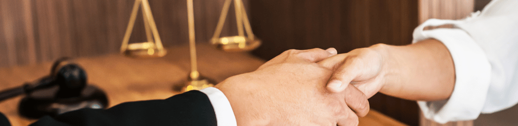 Lawyer shaking hands with client